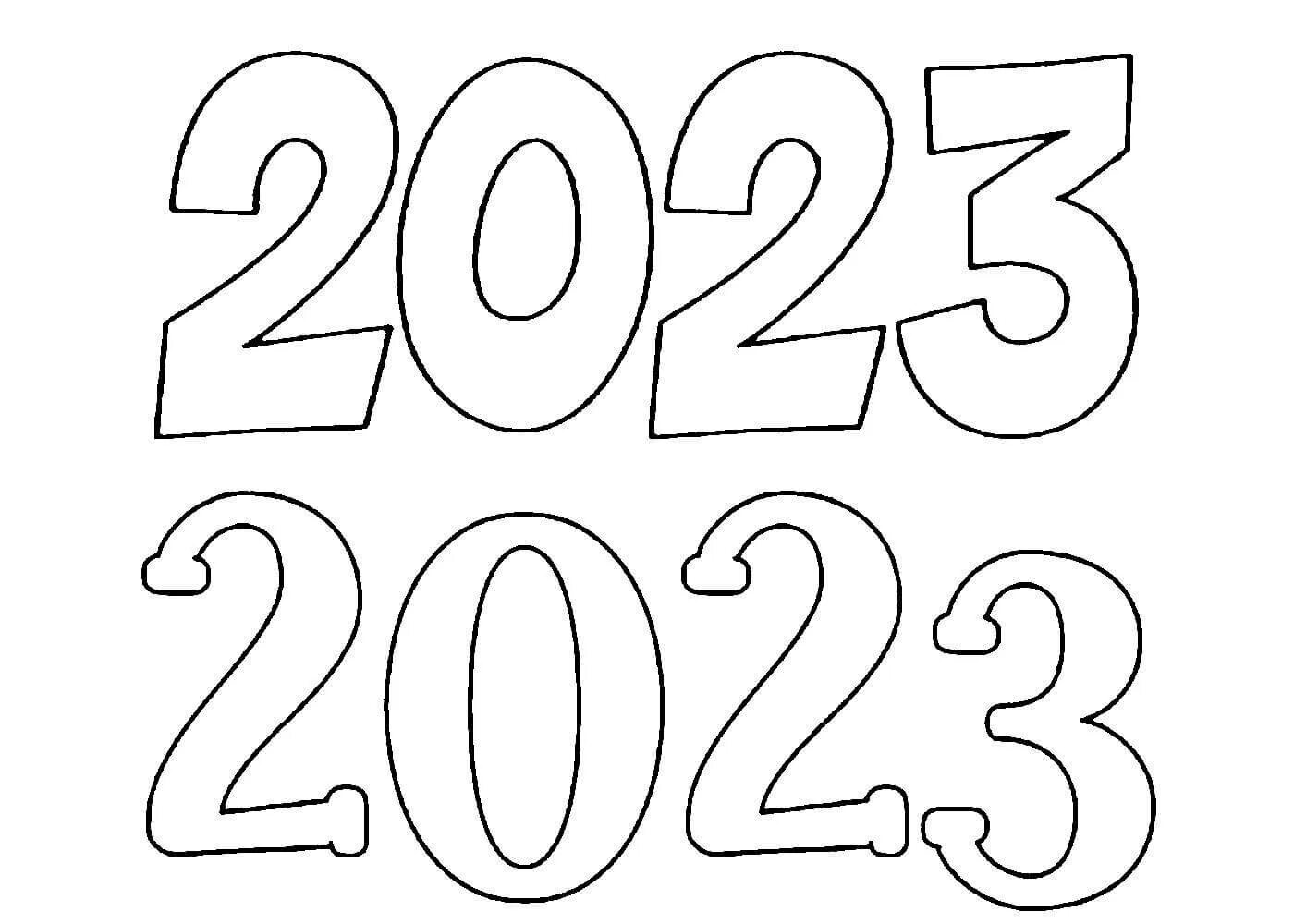Раскраски 2023 распечатать. Рисунок на новый год 2023 надпись. Цифры 2023 на окна к новому году. Раскраска. Цифры трафарет для вырезания новогодние.
