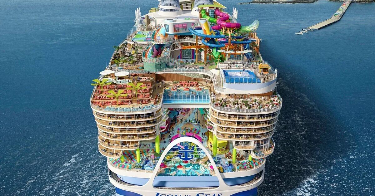 Как выглядит самый большой лайнер Harmony of the Seas -Крупнейший в мире круизный лайнер отправился в свое первое