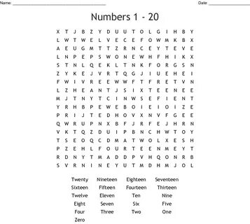 Crossword numbers 1 20