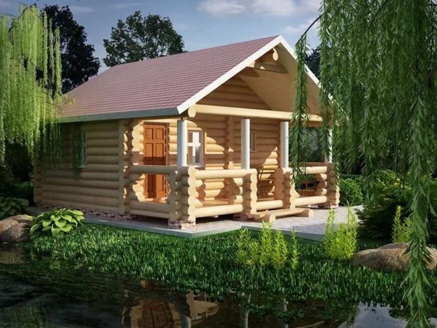 красивые бани с террасой и барбекю. охотничий домик проект. деревянный дом. дом баня из оцилиндрованного бревна проекты. баня из оцилиндрованного бревна 6х4.