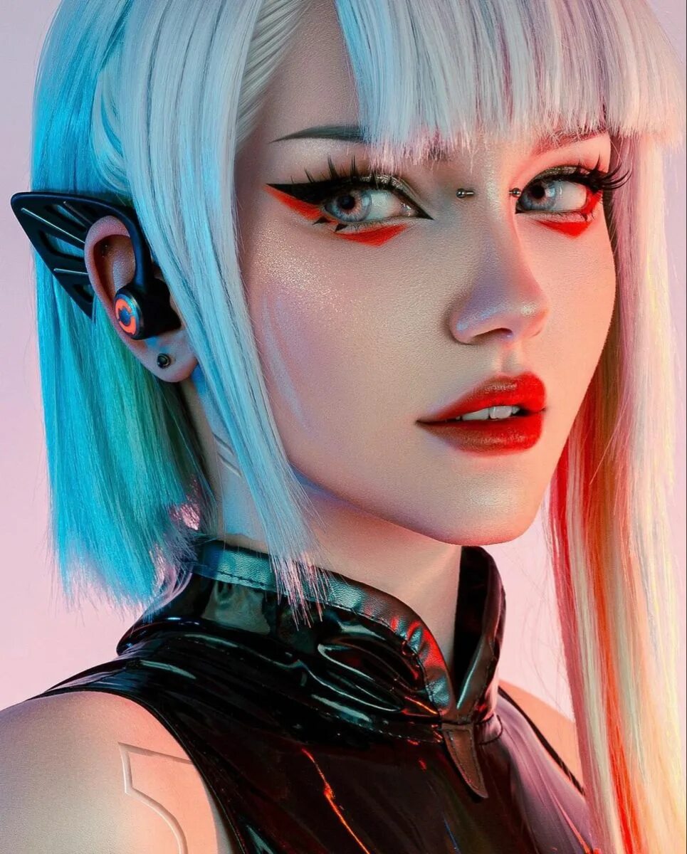 Макияж в стиле киберпанк женский #cyberpunk #punk #cutcrease #mehron #facepaint #100daysofmakeup #bodypaint #bhco