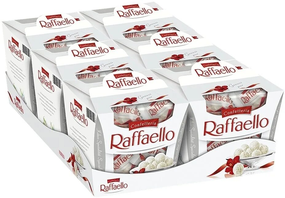 Сколько стоят конфеты рафаэлло. Raffaello 150 гр.. конфеты raffaello с миндальным орехом, 150 г. конфеты raffaello 150г. набор конфет raffaello 150 г.
