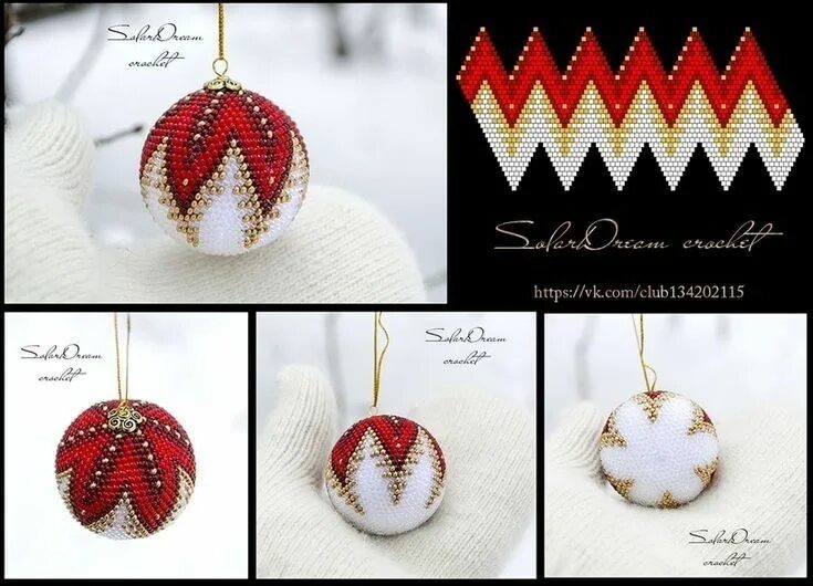 Схема плетения шарика из бисера иглой Схемы для Новогодних шариков от S.. Christmas beads craft, Bead embroidery jewel