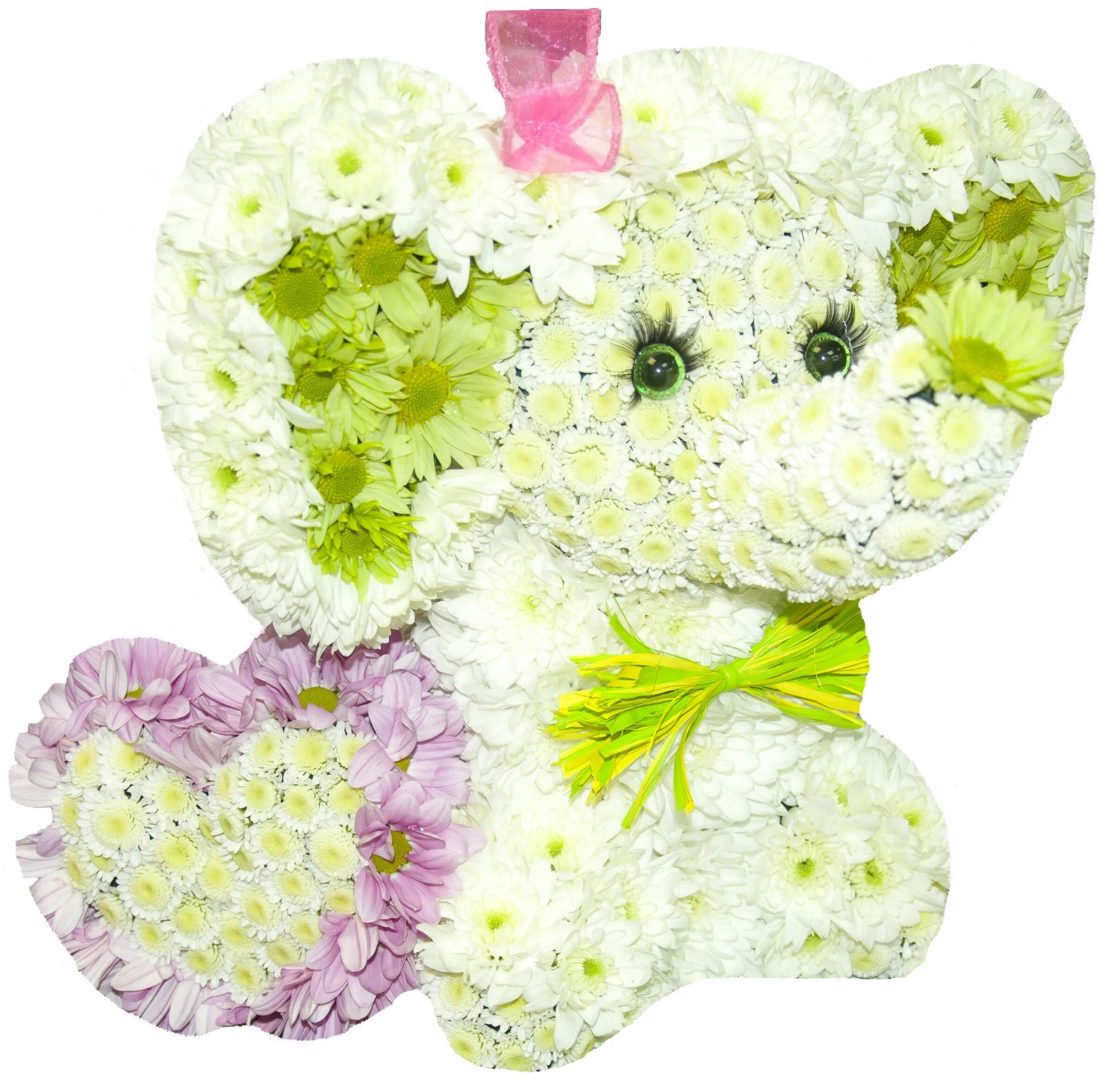 зверюшки из цветов. цветочная композиция с игрушкой. игрушки из цветов. детская игрушка из цветов. букет игрушка из живых цветов.