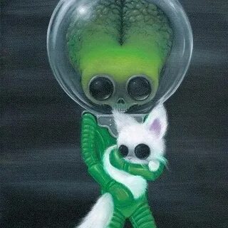 Green alien cat