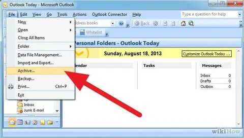 Архив почты outlook