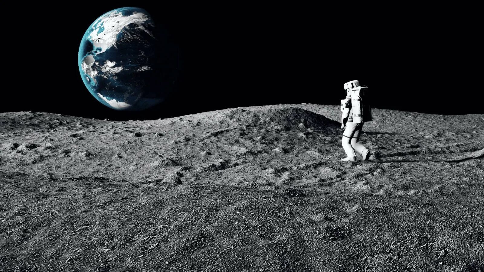 Луна. Космонавт на Луне. Поверхность Луны. Луна и земля. Walking on the moon