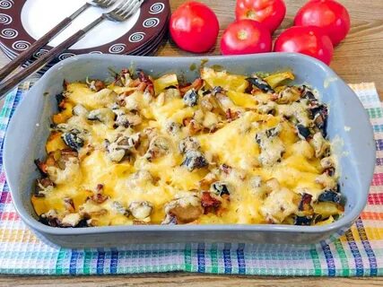 Запеченные овощи с шампиньонами в духовке