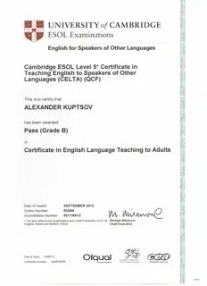 Grade certificate