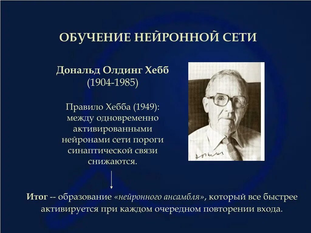 Теории образования организаций. Теория д Хебба. Нейронная сеть Хебба. Обучение нейронной сети.