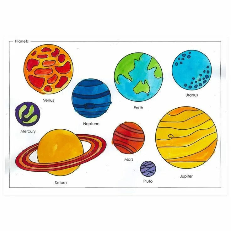 Планеты для детей распечатать Download the Planets of the Solar System 300309 royalty-free Vector from Vecteez