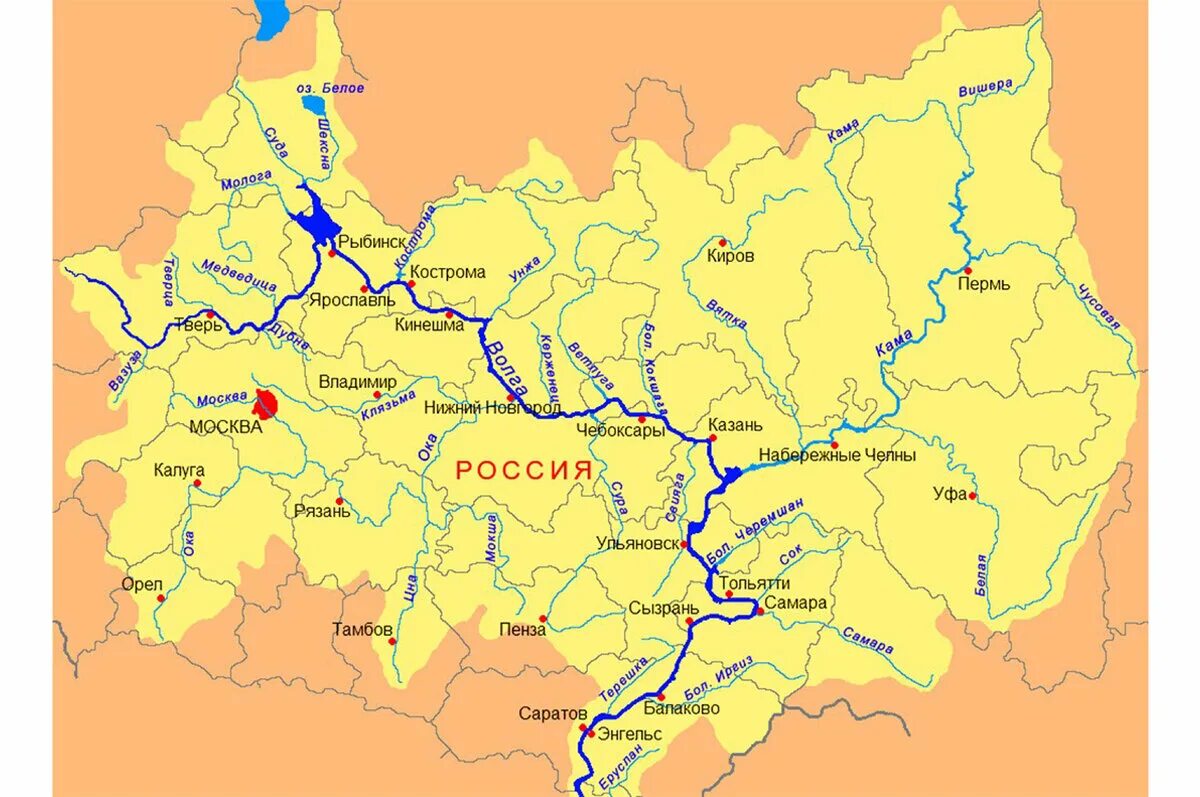 Река 4 буквы 2 а. Река Волга на карте России карта. Река Волга на физической карте России. Бассейн реки Волга на карте с притоками. Бассейн реки Кама на карте.