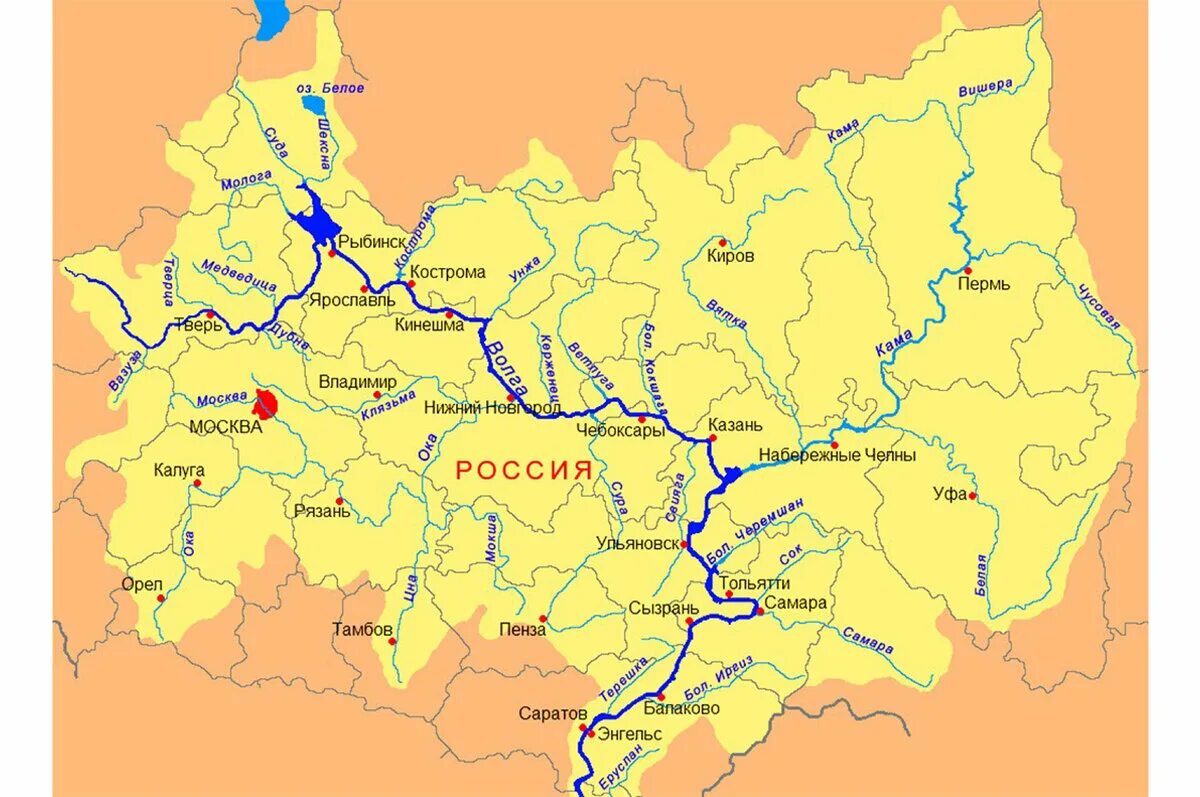 Бассейн реки Волга на карте России. Река Волга на карте России карта. Бассейн реки Волга на карте с притоками. Река Волга на карте России Исток и Устье. Приток п