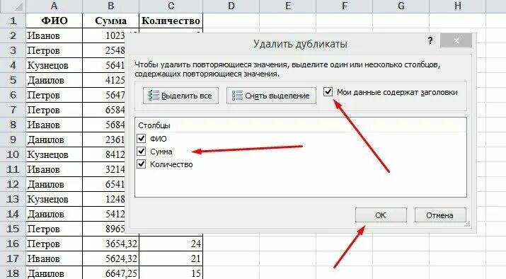 Как удалить дубли в эксель. Удалить повторяющиеся в эксель. Как в эксель убрать дубликаты строк. Как в экселе удалить дубликаты. Как удалить повторяющийся телефон