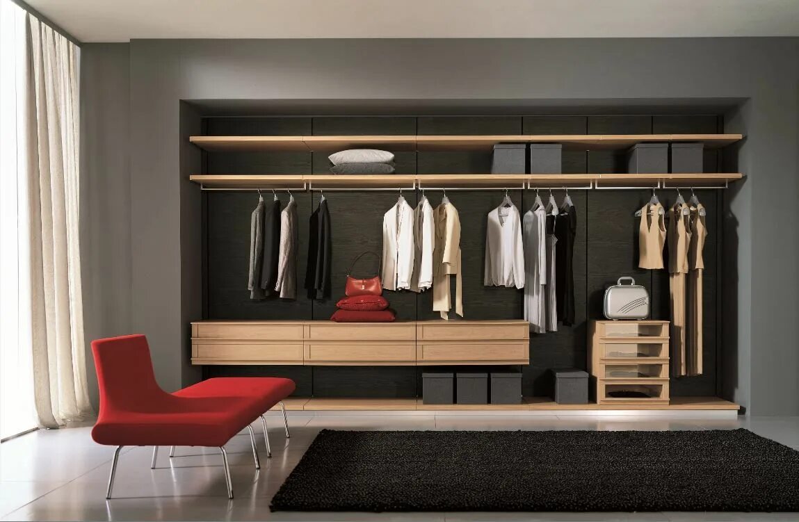Next to the wardrobe