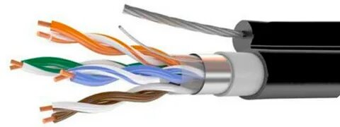 Кабель 4х2х0.46мм/25AWG FTP4 5e внеш BC PE чёрный 305м +трос 1.25мм LanCabl...