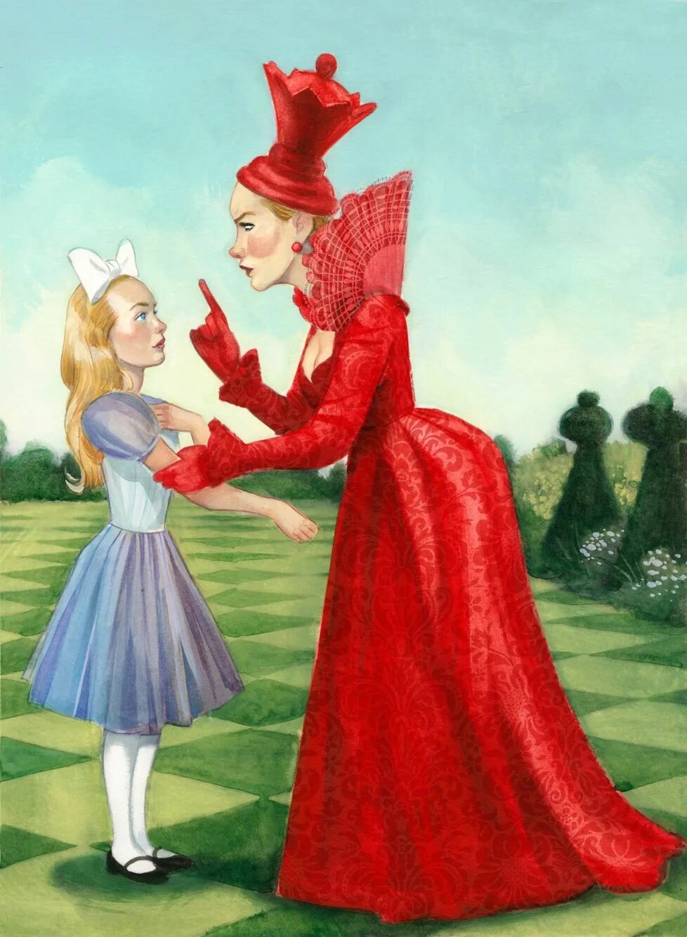 Сказку 3 алиса. Льюис Кэрролл Алиса в стране чудес Королева. Кэрролл Алиса в Зазеркалье иллюстрации. Королева из Алисы в Зазеркалье. Королева Льюис Кэрролла из Алиса в Зазеркалье.