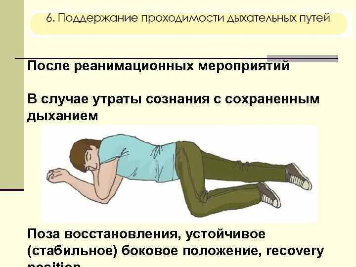 Наиболее безопасное положение пострадавшего при потере сознания. Наиболее безопасное положение пострадавшего при потере сознания