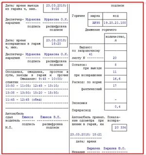 Обязательные реквизиты и порядок заполнения путевых
