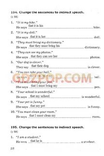 Change the sentences to indirect speech