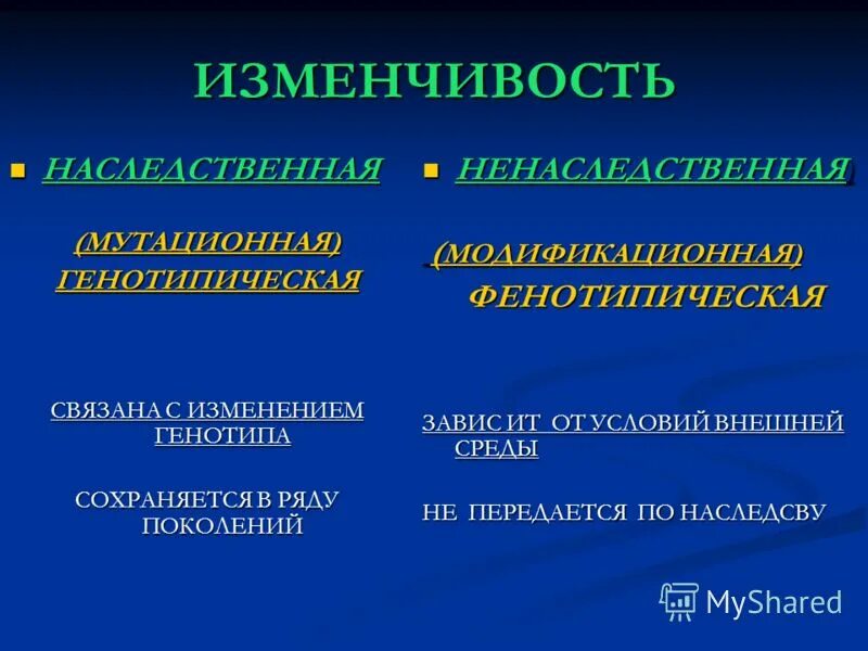 Составьте сравнительную таблицу генотипической и фенотипической изменчивости Презентация "Взаимодействие генов. Изменчивость" скачать проект