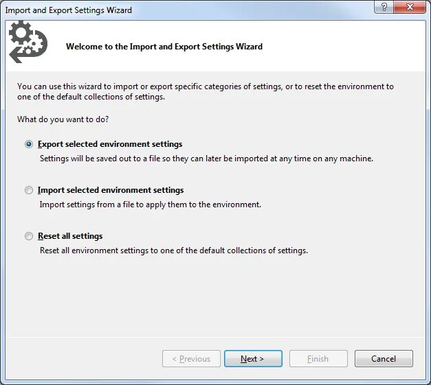 Import setting. Import setting