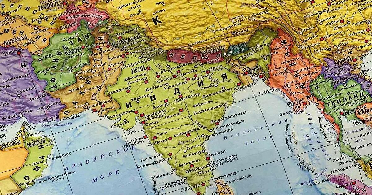 Карта Индии географическая. Политическая карта Индии.