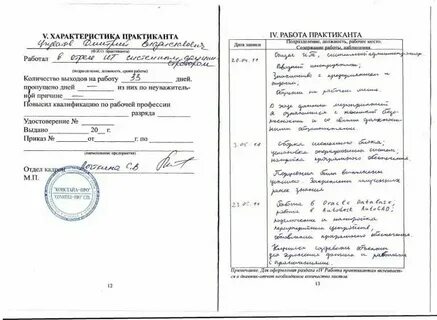 Оценка по практике пример