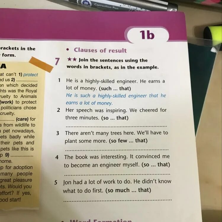 Join the sentences using the words. Join the sentences. Join the sentences using the Words in Brackets. Complete the sentences using the Words in Brackets. Make sentences in the example.