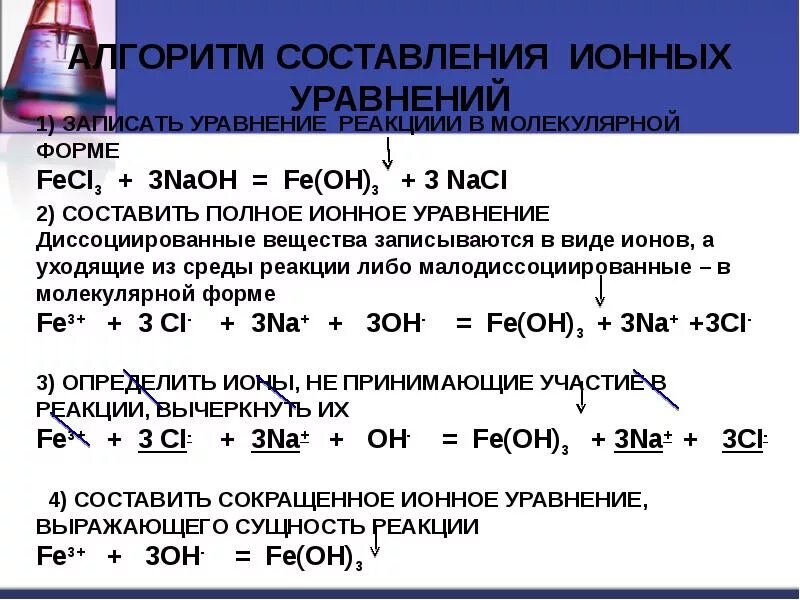 Уравнения с растворением осадка. Составление уравнений реакций ионного обмена. Алгоритм составления реакций ионного обмена. Условия протекания реакции ионного обмена между солями. Реакции ионного обмена образующие соли.