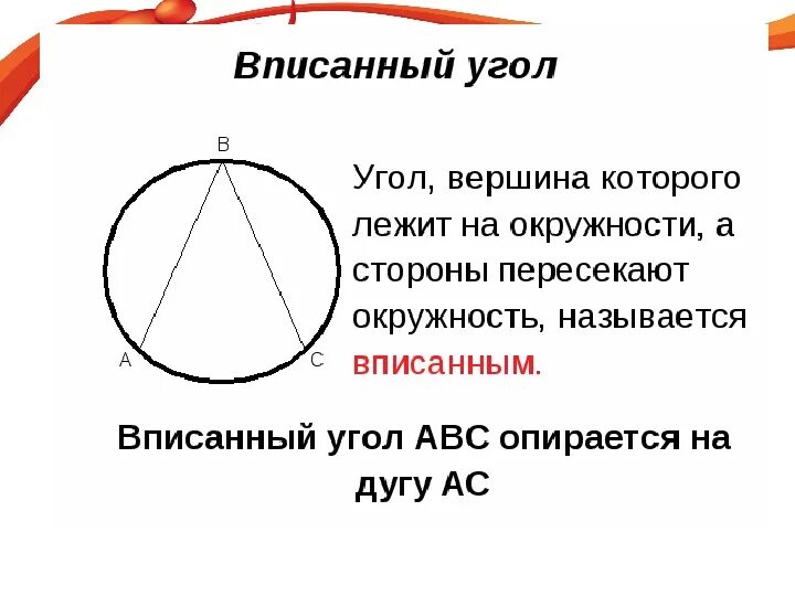 Вписанный угол определение и рисунок. Вписанные углы.. Определение вписанного угла. Определениевписанный уогл.