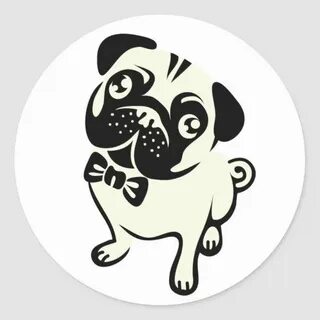 Pug Sticker Zazzle.com Black and white pug, Pug dog, Pugs 