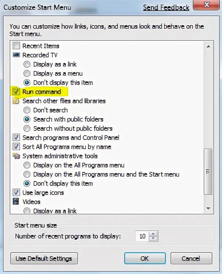 Open start menu. Open the start menu. run command.