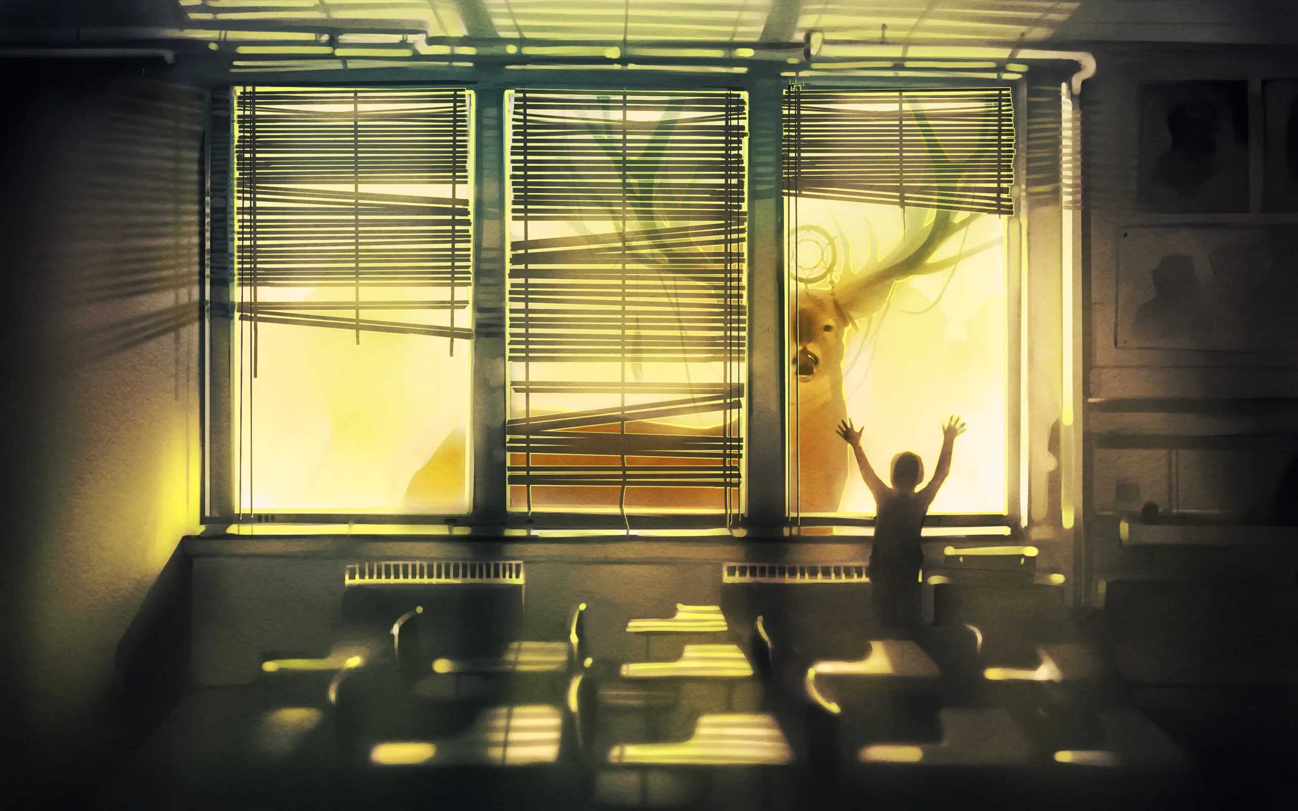 He stood the window