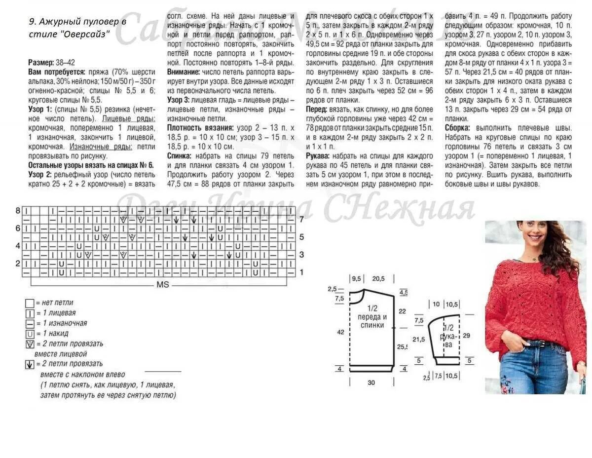 Как связать объемный женский свитер оверсайз спицами: схемы с описанием
