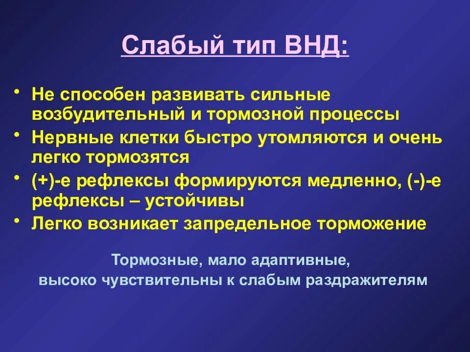 Высшая нервная деятельность человека кратко. Типы высшей неврнойдеятельности. Слабый Тип нервной деятельности. Типы высшей нервной деятельности ВНД. Типывыашей нервной деятельности.