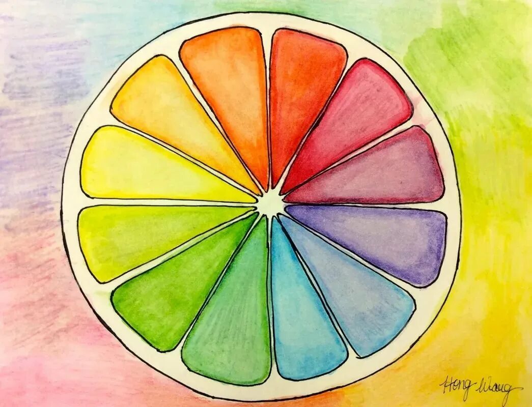 Сделай пестрых. Рисунки лёгкие чветные. Рисунки разноцветные легкие. Цветовой круг в изобразительном искусстве. Рисунок разноцветный легкий.