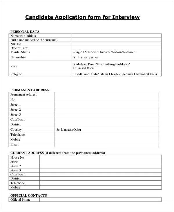 Candidates applications. Candidates applications