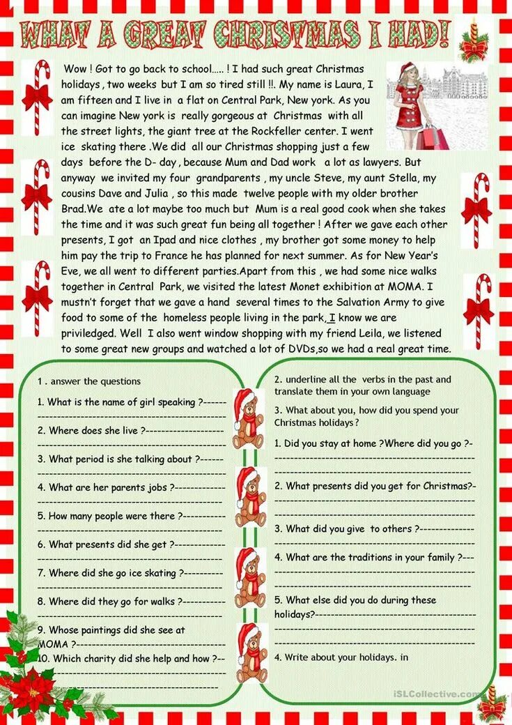Чтение по теме новый год. Текст christmas с заданиями. текст про christmas worksheets. рождество английское работы worksheets. новогодний текст на английском с заданиями.
