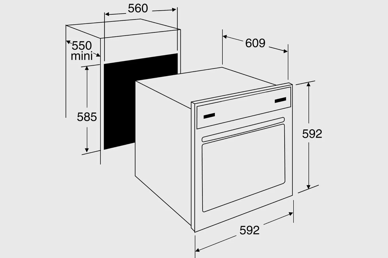 Высота электрического духового шкафа. Электрический духовой шкаф Brandt fp1061w. Встраиваемый духовой шкаф схема встраивания. Габариты духовой шкаф встроенного бош. Встроенный духовой шкаф схема встраивания бош.