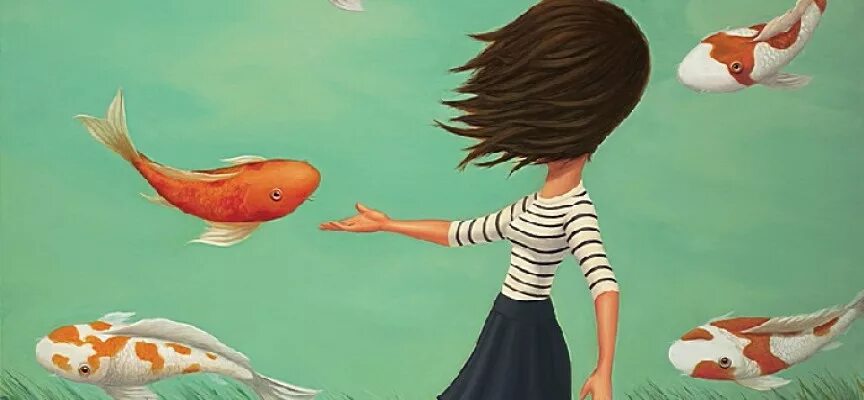 Мама рыба ребенок рыба. Обнимает рыбу. Рыбка обнимает. Девочка с рыбкой рисунок. Женщины и летающие рыбы иллюстрации.