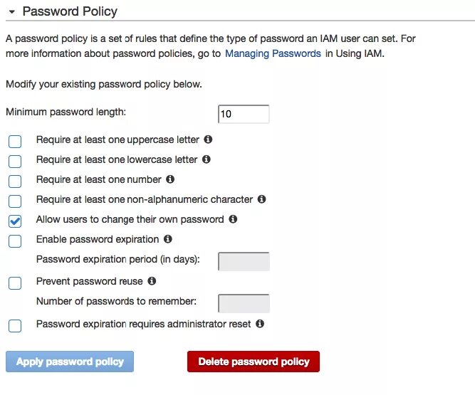 Existing password