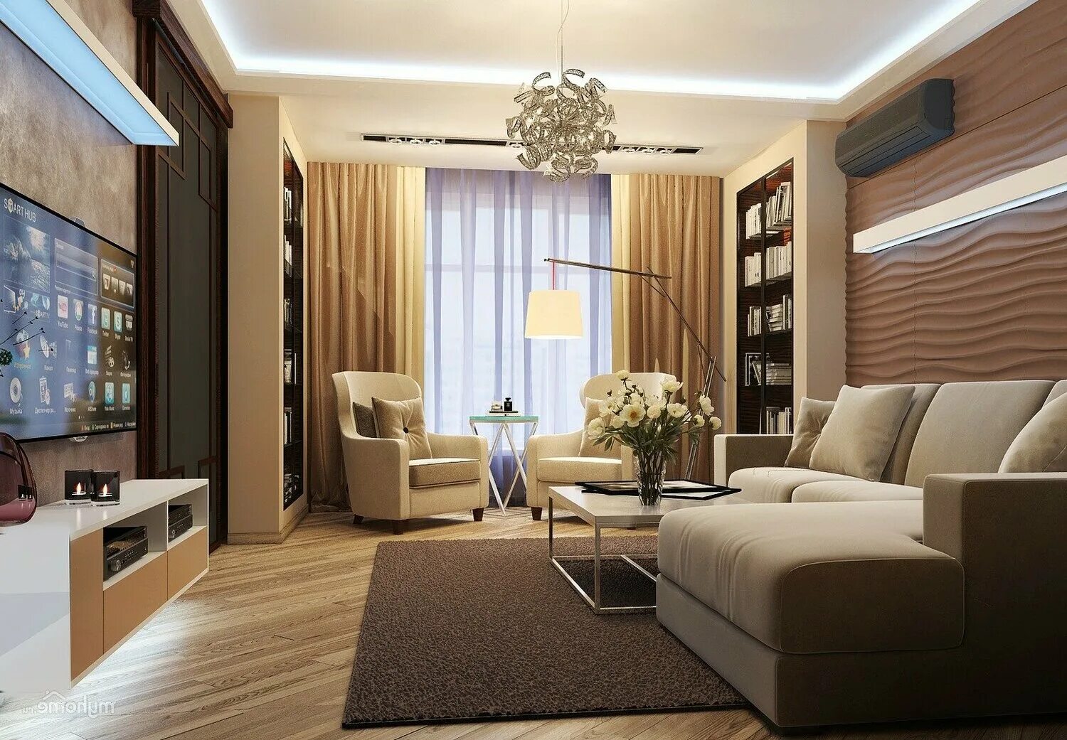 Гостиная в хрущевке в современном стиле. Интерьер зала. Гостиная в современном стиле. Интерьер зала. Современная гостиная интерьер.