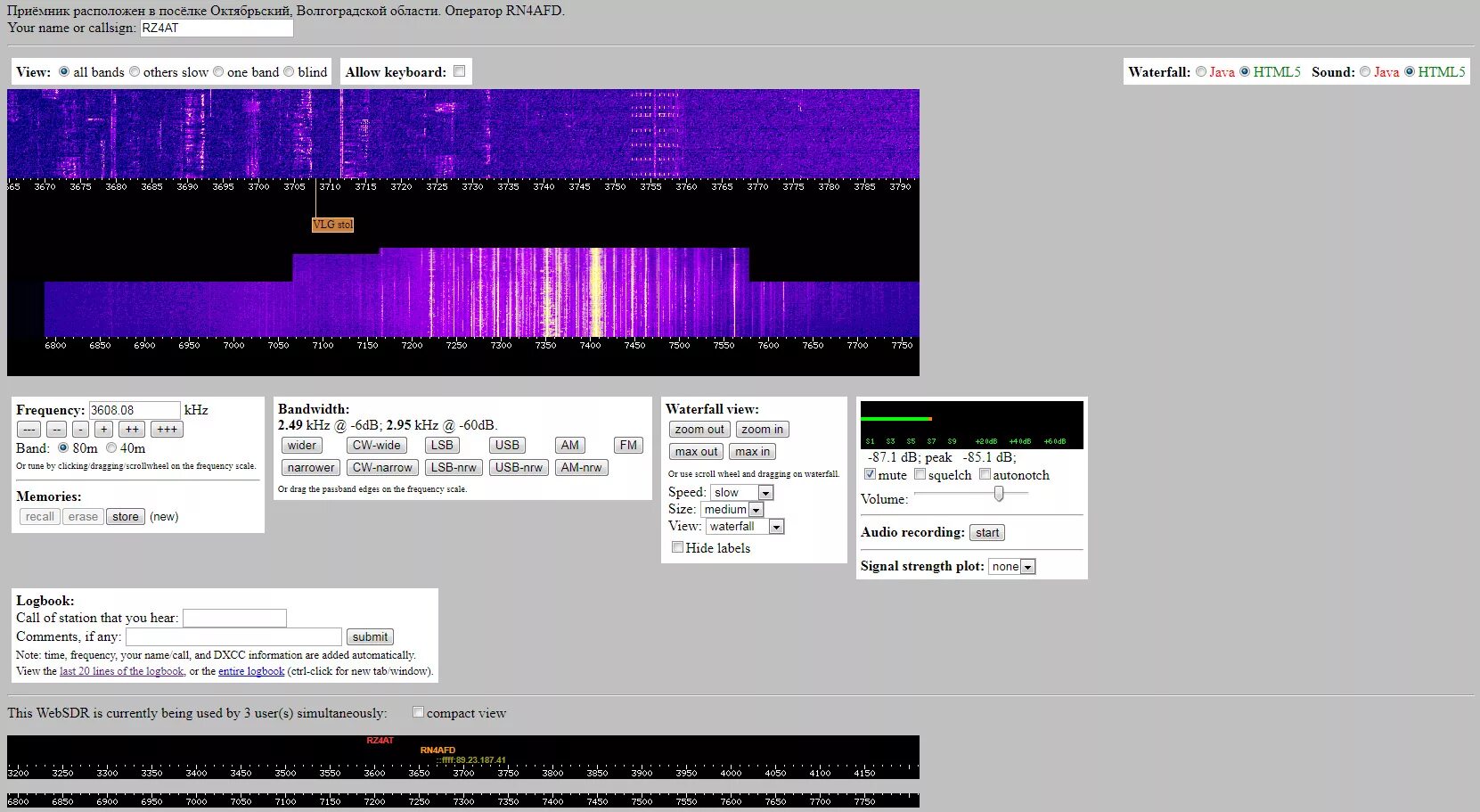 Сдр тула слушать. WEBSDR приемник. Web SDR приемник rn5m Рыбинск.