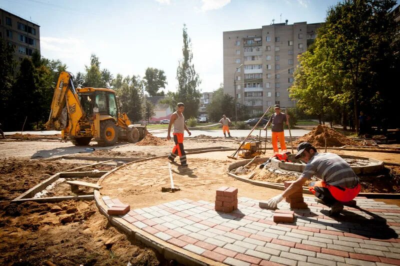 Строители благоустройство. Благоустройство территории Кокошкино. Благоустройство производства. Благоустройство Кокошкино проект.