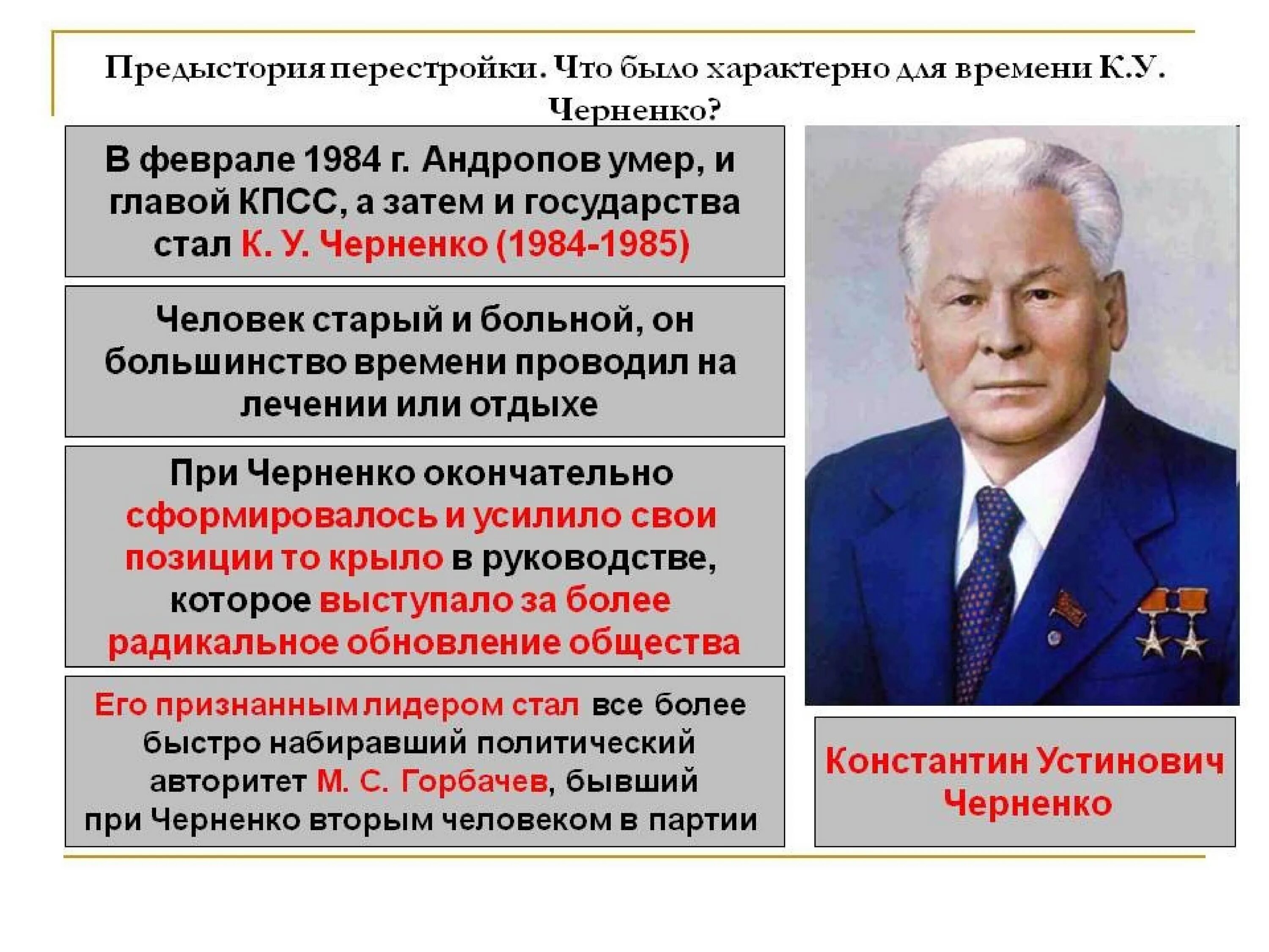 Политика при Андропове и Черненко 1982-1995.
