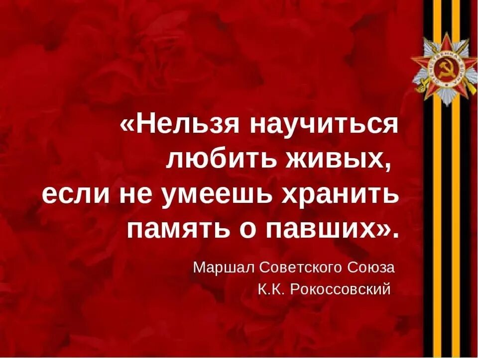 Почему граждане россии хранят память о войне. Нельзя научиться любить живых если не умеешь хранить память о павших. Высказывания Рокоссовского о памяти. Цитаты про войну. Высказывания о памяти о войне.