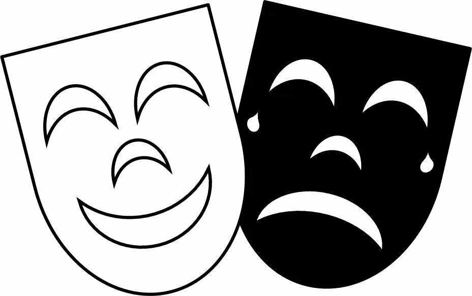 Театральная маска трафарет. Театральные маски для детей. Театральные маски черно белые. Театральные маски для вырезания