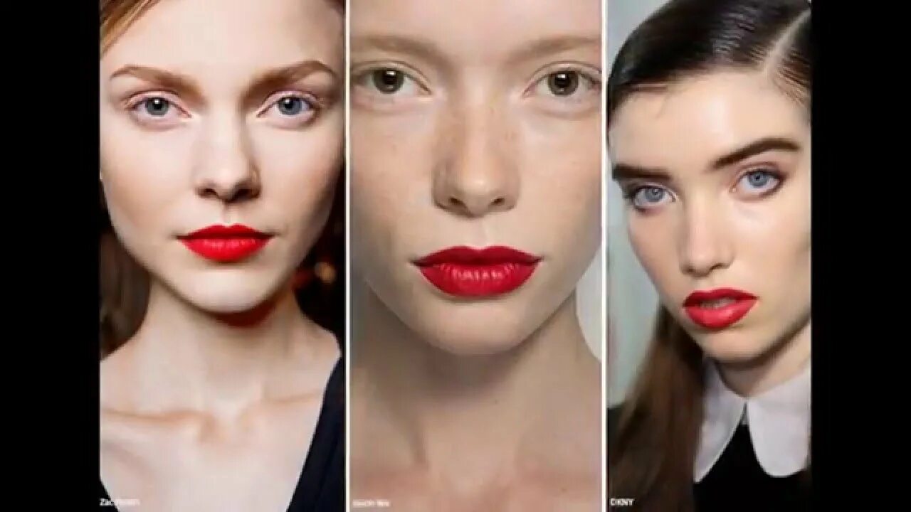 bare face, red lip