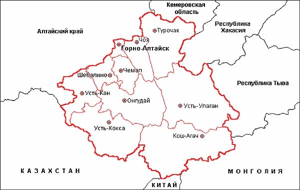 Субъект федерации алтайский край. Республика Алтай с кем граничит на карте. Районы Республики Алтай на карте с границами. Границы Республики Алтай на карте. Алтай на карте России с кем граничит.